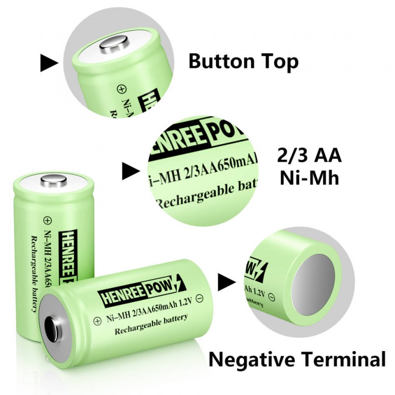 Henreepow Ni-MH 2/3 AA Rechargeable Batteries