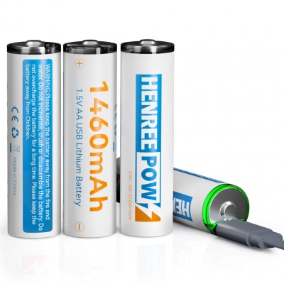 Henreepow TYPE-C Rechargeable AA 2200 Lithium Batteries