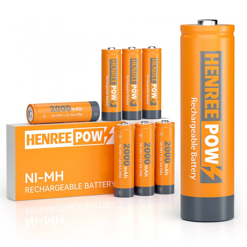 Henreepow Ni-MH AA 2000 Rechargeable Batteries for Solar Lights