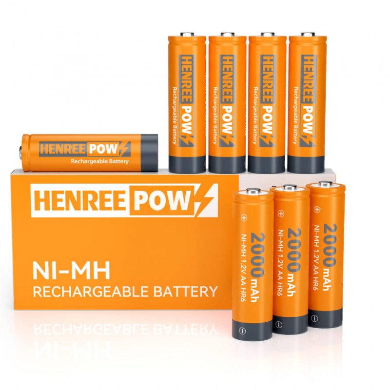 Henreepow Ni-MH AA 2000 Rechargeable Batteries for Solar Lights