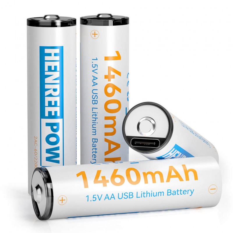 Henreepow TYPE-C Rechargeable AA 2200 Lithium Batteries